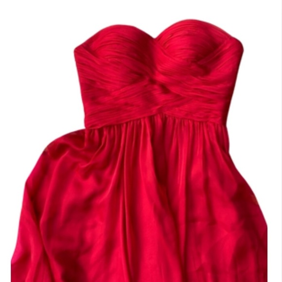 Le Chateau Red Chiffon Maxi Gown Prom Grad Bridesmaid Formal Strapless Dress XS - Picture 3 of 12